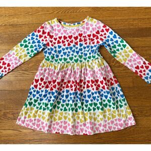 Mini Boden Girls' Rainbow Hearts Dress Size 6-7